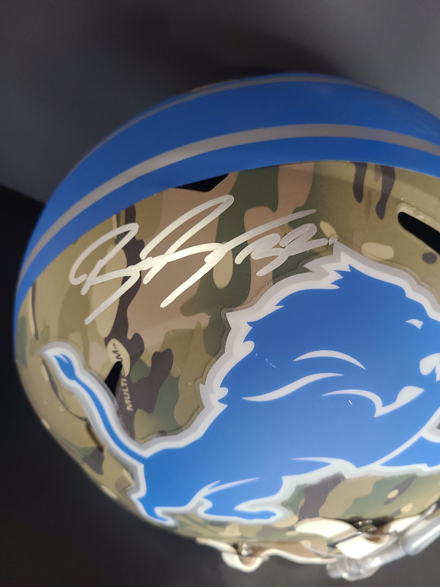 Detroit Lions Brian Branch Camo Replica Helmet Beckett Authenticated Signature