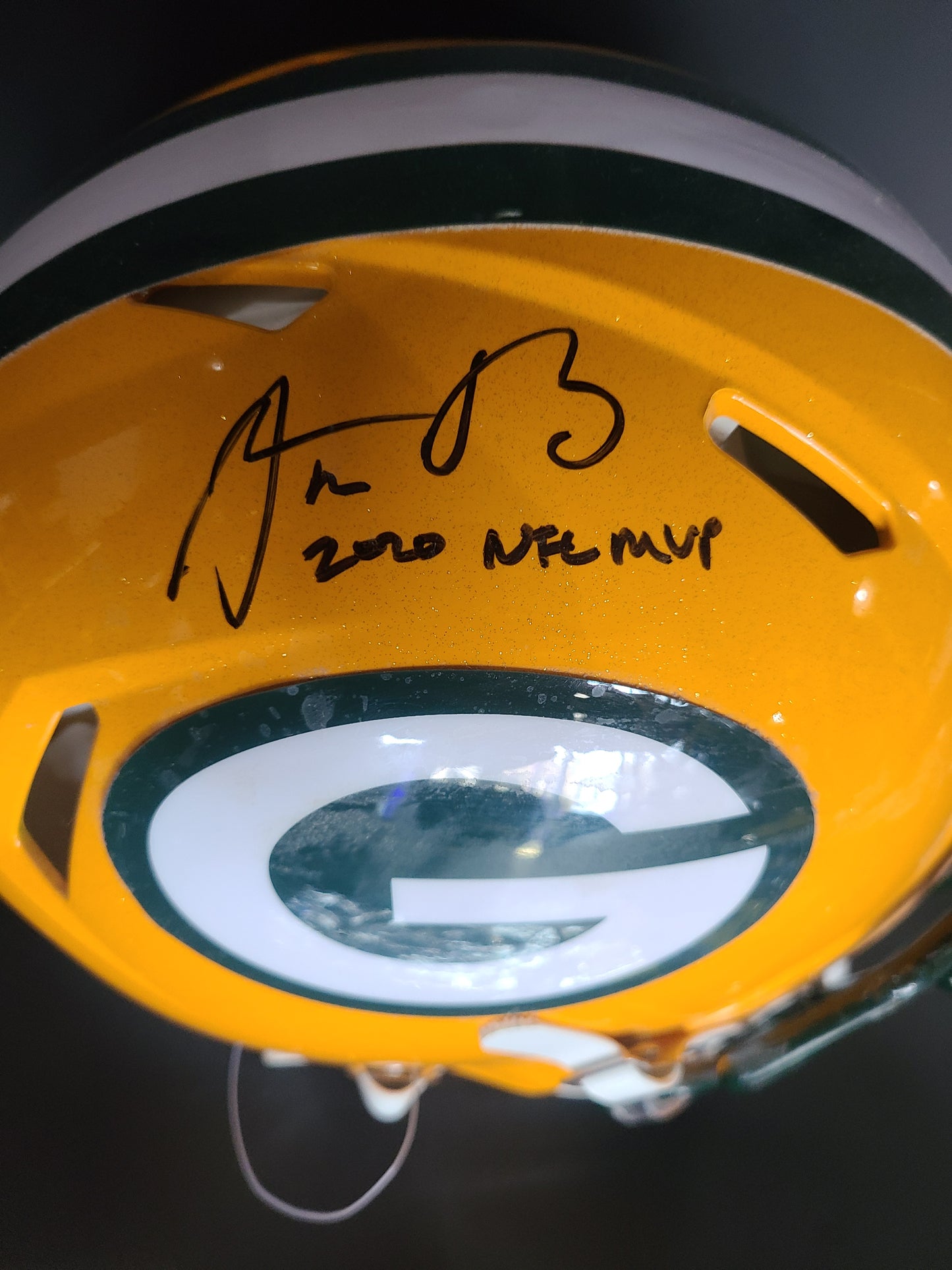 Green Bay Packers Aaron Rodgers Authentic Helmet Fanatics Authenticated Signature And 2020 NFL MVP Inscription