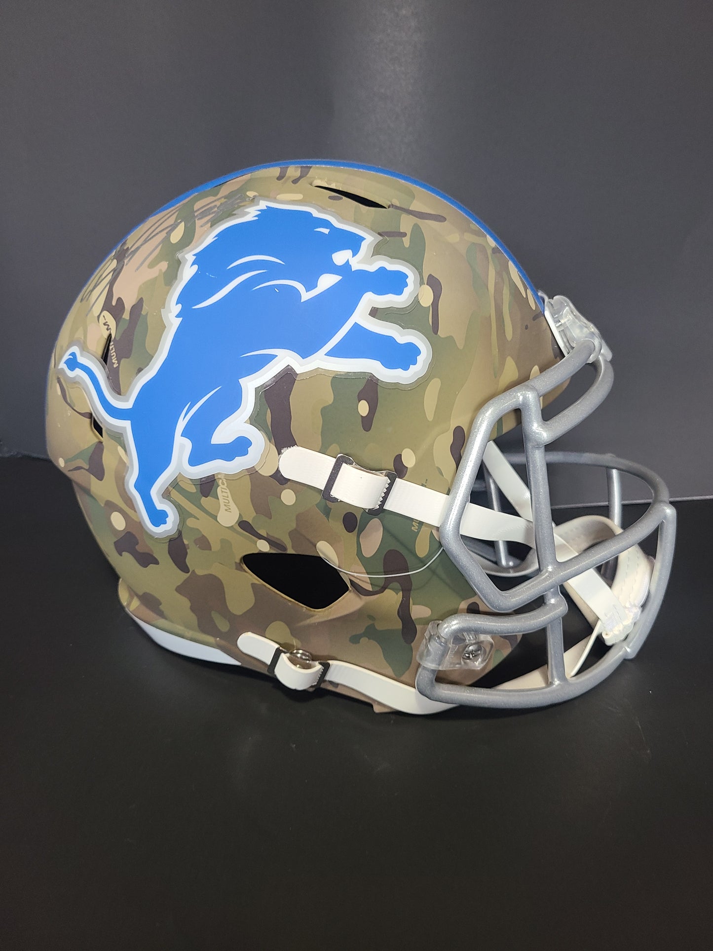 Detroit Lions Brian Branch Camo Replica Helmet Beckett Authenticated Signature