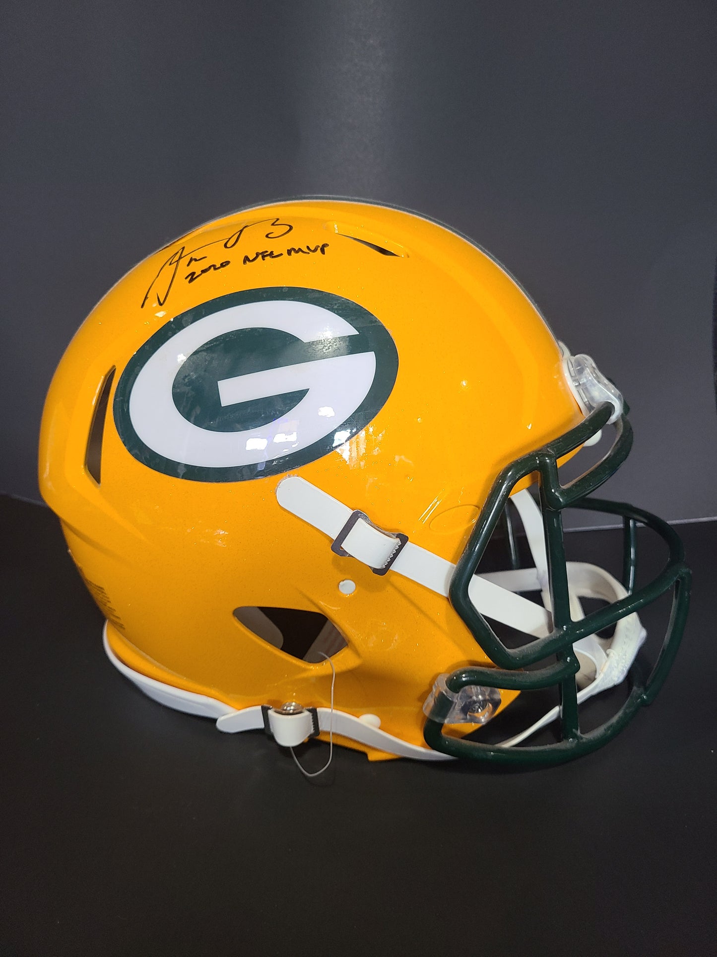 Green Bay Packers Aaron Rodgers Authentic Helmet Fanatics Authenticated Signature And 2020 NFL MVP Inscription