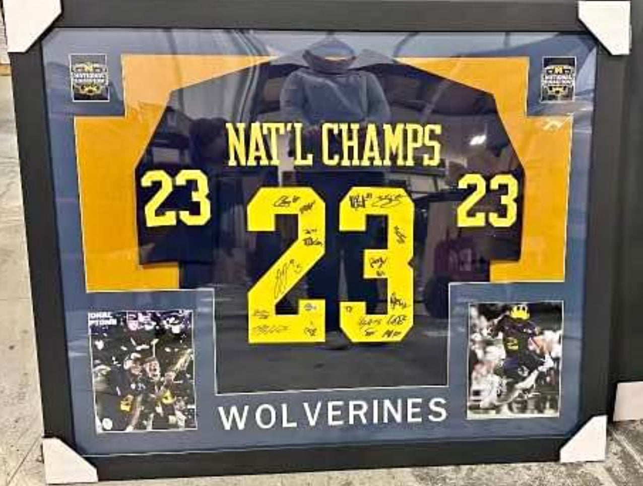 Brand NEW release! MICHIGAN 2023 National Championship autographed framed jersey (Beckett COA)