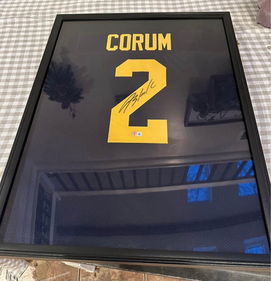 🏈  BLAKE CORUM Framed / signed jersey! (Maize or Blue)