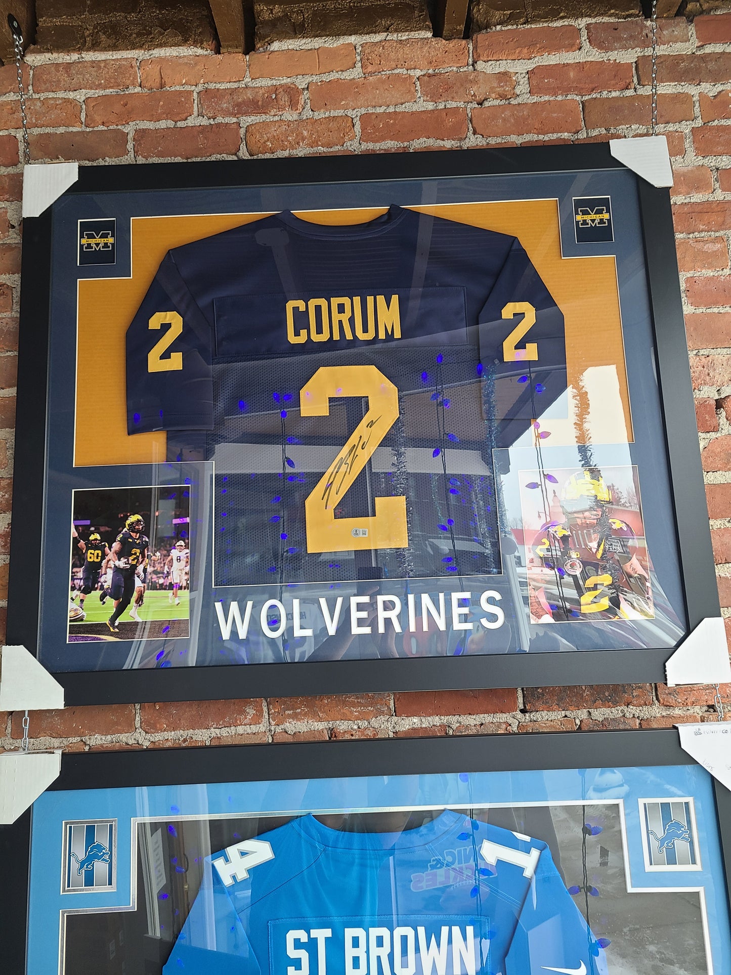 Michigan Wolverines Blake Corum Blue Horizontal Framed Jersey Beckett Authenticated Signature
