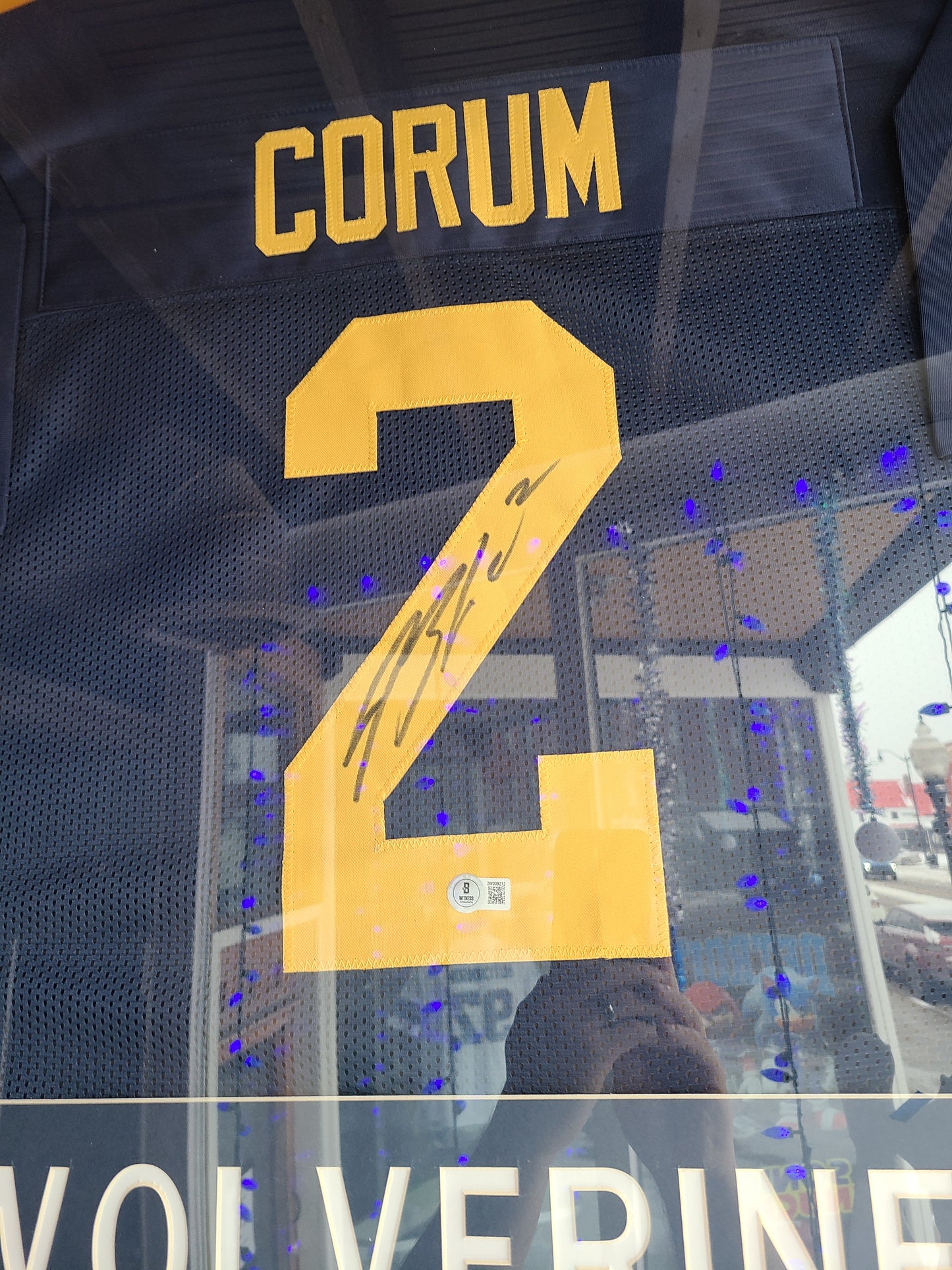Michigan Wolverines Blake Corum Blue Horizontal Framed Jersey Beckett Authenticated Signature